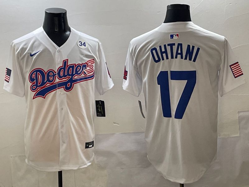 Men Los Angeles Dodgers 17 Ohtani White Second generation Joint Name Nike 2025 MLB Jersey style 8